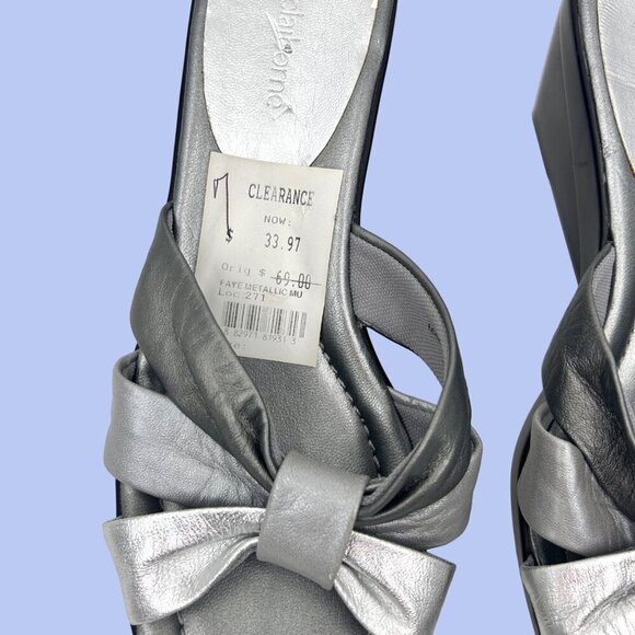 NWT LIZ CLAIBORNE FAYE METALLIC MULTI SILVER WEDGE SANDALS HEELS - 7 - Picture 5 of 11